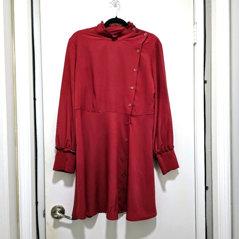 Chic Button-Up Dress in Burnt Orange